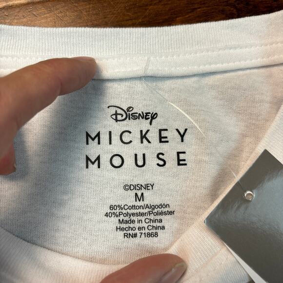 Disney Mickey Mouse Women's Medium Graphic Tee Shirt White Red Blue NEW - Picture 4 of 7